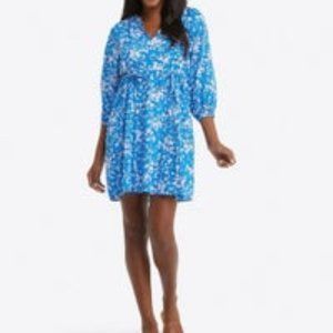 DRAPER JAMES Kellie Babydoll Mini Dress in Bluebell Shadow